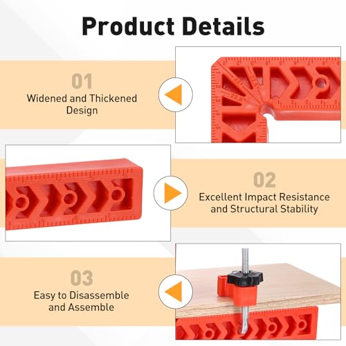 HARFINGTON 12Pcs Corner Clamp 90 Degree 4/3" Right Angle Clamp Set for Woodworking, ABS Plastic Positioning Square Tool for Picture Frame Box Cabinets Drawers, Orange