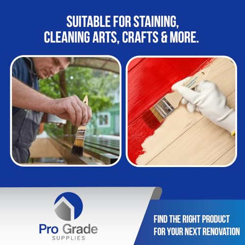 Pro Grade - Chip Paint Brushes - 96 Ea 1.5 Inch Chip Paint Brush | Natural bristle, wood handle | Bulk Pack | For Furniture & Varnish | Cabinets, Fences, Decks