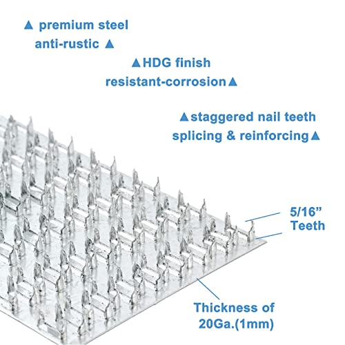 10 Pcs Truss Plates 4x6 Inch, Pronged Truss Mending Plate with Nail Teeth, Mending Plates for Wood Trusses Construction - size: 4"x6"