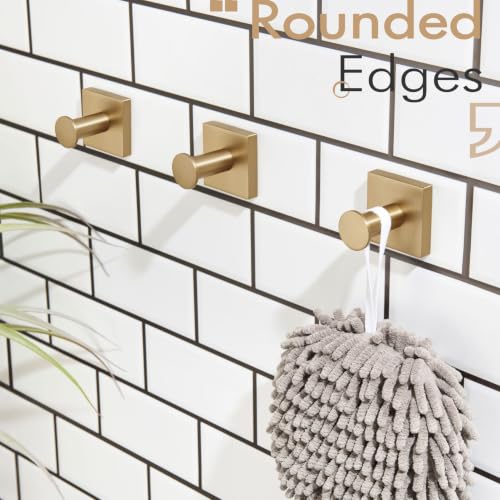 KOKOSIRI Robe Hooks Bath Towel Hooks for Wall Closet Kitchen Hanging Towels Bathroom Hardware Champagne Bronze Stainless Steel 3 Pack, B1016CPG-P3 - color: Champagne Bronze, size: 3 Pack