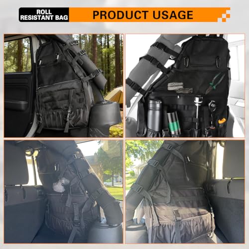 Multi-Pocket Roll Bar Storage Bag for Jeep Wrangler 4 Door 97-23