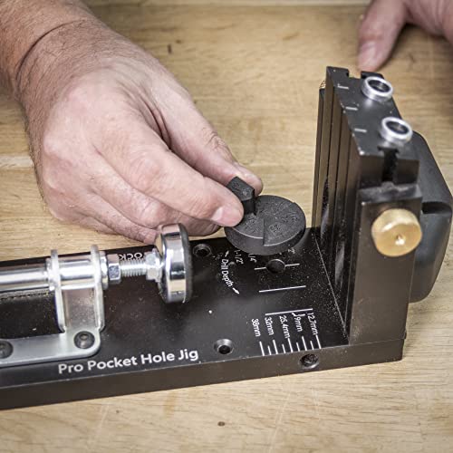 Trend Pocket Hole Jig Kit with Dual Column Jig, Face Clamp, HSS Drill Bit & Depth Setting Collar, 2 Square Bit Drives & 100 Pocket Hole Screws, PH/JIG