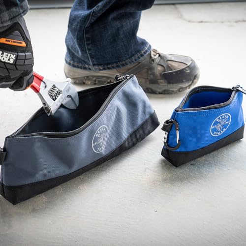 Klein Tools 55569 Stand-Up Zipper Bag Tool Pouch with Carabiners, Reinforced Gusseted Bottoms, Water Resistant 1680d, Multi-Size 5-Pack