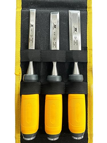 25-428 3 Pc. Pro Premium Wood Chisel, Carving Carpenter Set, Professional Grade Tools for Precision Crafting and Sculpting
