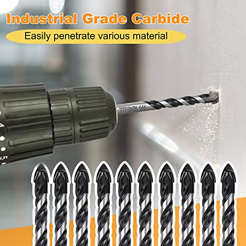 10-Piece 1/4" Masonry Drill Bit Set & Concrete Drill Bit Set - size: 10 pcs 1/4" Masonry Drill Bit Set