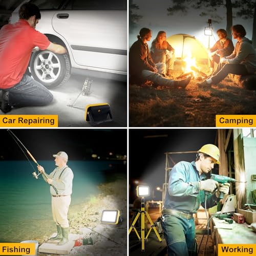 2-Pack 40W Rechargeable LED Work Lights, Portable Flood Light