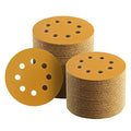 100 Pcs 5 Inch Sanding Discs Hook and Loop, 8 Hole Gold Premium 400 Grit Dustless Random Orbit Sandpaper for Woodworking or Automotive - style: 400 Grit-100 Discs