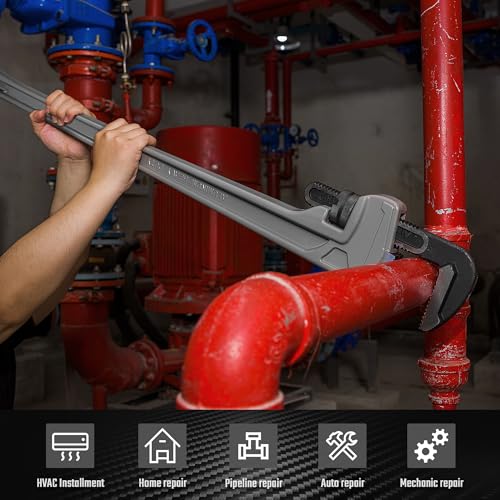 DURATECH 48-inch Aluminum Straight Pipe Wrench, Adjustable Plumbing Wrench - size: 48-inch, style: Straight