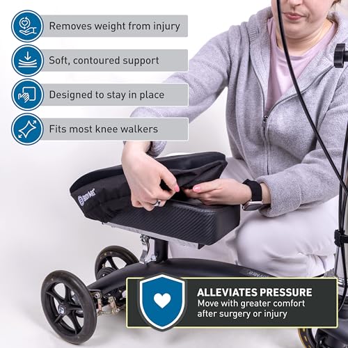 BodyMed Knee Walker Padded Gel Cover, Gel + Memory Foam Cushion, Elastic Fit Design, Low-Profile Comfort Pad, One Size Fits Most Knee Walkers
