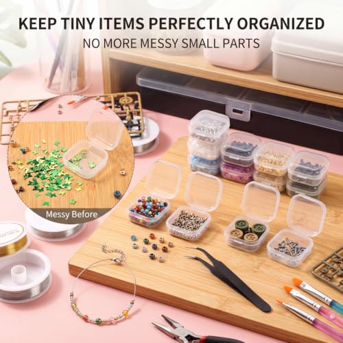Jetec 6 Pieces Small Clear Plastic Storage Box, 1.4 x 1.4 x 0.7 Inch - size: 1.4 x 1.4 x 0.7 Inch