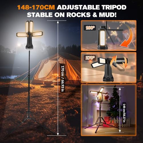 SakerNeo Rechargeable Camping Light with Stand 20000mAh,Work Light - style: BLACK
