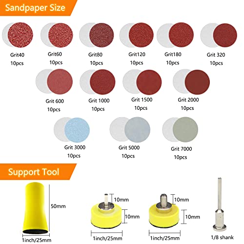 149pcs 1inch Sandpaper 40-7000grit Sanding Disc with Polishing Buffing Wheel Set Shank Backing Pad,Polishing Pads and Buffering Pad for Drill Grinder Rotary Tools, Wood Metal Jewelry - style: 1inch-149pcs