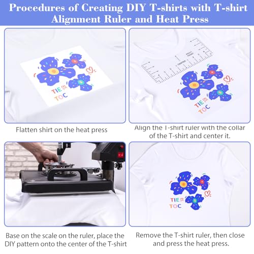 Tshirt Ruler Guide for Vinyl Alignment, T Shirt Rulers to Center Designs, PVC Measurement Template, Craft Sewing Supplies Accessories Tools for Cricut Heat Press & Cameo & HTV Transfer Vinyl - style: Tshirt Ruler-5-Balck