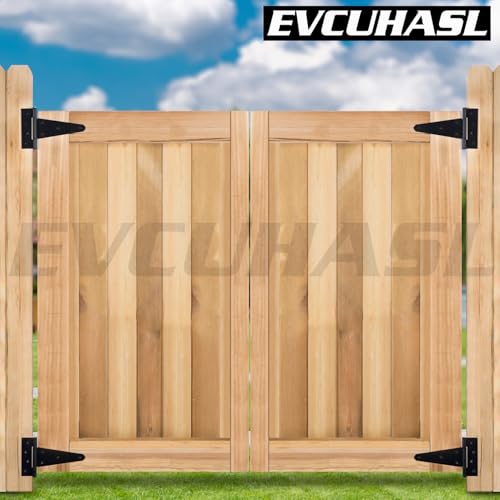 6 Inch T-Strap Gate Hinges, Shed Barn Door Hinges Heavy Duty, Black Tee Hinges for Wooden Fences, Yard Gate, Wrought Hardware Iron Rustproof (4 Pack/Set) - size: 6 Inch