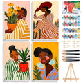 Okarina 4 Pack Paint by Numbers Kit for Adults with Frame, African Women - color: OP4FUS2510-01