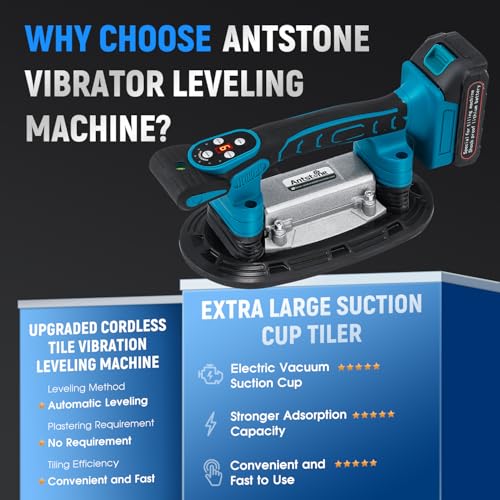 Tile Vibration Tool 250mm Suction Cup 882lbs/400kg Adsorption Handheld Tile Installation Leveling Machine Tile Vibrator Tool for Tiling Leveling Laying Max.28000r/Min 9 Speeds