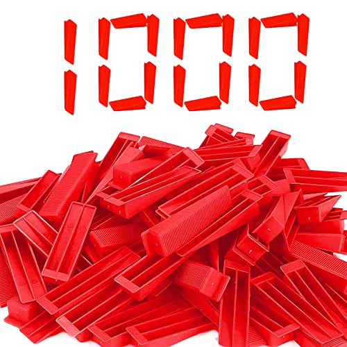 Reusable Leveling Wedges,Reusable Tile Leveling System Wedges for 1/8" Spacers,1/16" Spacers,1/32" Spacersand Tile Leveling System Kit,for Tile Leveler Installation(1000Pcs, Red)