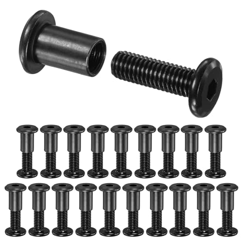 M METERXITY 20-Pack Hex Drive Socket Cap Bolt, M8 x 25mm Carbon Steel Furniture Connector Bolts Barrel Nuts for Furniture Assembly/Cabinet/DIY Binding Post Screws Rivet Fasteners [Black] - size: M8 x 25mm