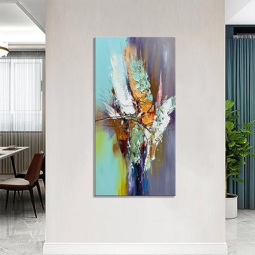 zoinart Hand Painted Textured 3D Wall Art 24x48 Inches Colorful Oil Paintings Abstract Large Canvas Wall Art for Home Decorations - color: YH-B02