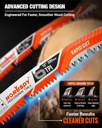 12 Inch Reciprocating Saw Blades, 5 Pack, 6TPI Japanese Teeth Arc Edge CR-V Steel Pruning Saw Blades for Tree Trimming and Wood Cutting, with Storage Case - style: 5-Pc 12" New Version