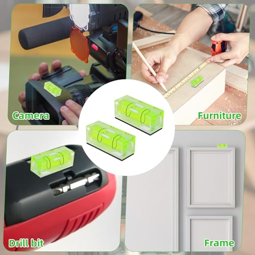 9pcs Small Bubble Spirit Level, Square Bubble Level Mini Magnetic Spirit Measure Tool for Leveling Phonograph Turntable Camera Tripod Drill
