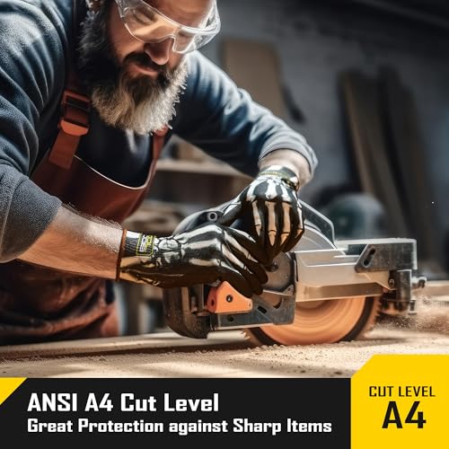 COOLJOB 2 Pairs A4 Cut Resistant Gloves, Grip Nitrile Rubber Coated Safety Work Gloves with Full Touchscreen Fingers - size: Medium