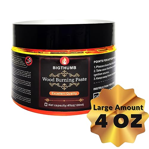 BIGTHUMB Wood Burning Gel Kit 4 OZ | Heat Activated Non-Toxic Paste for DIY Crafting, with Mini Scraper, Template Sticker, Paint Brush - Accurately & Easily Burn Designs on Wood, Canvas, Denim