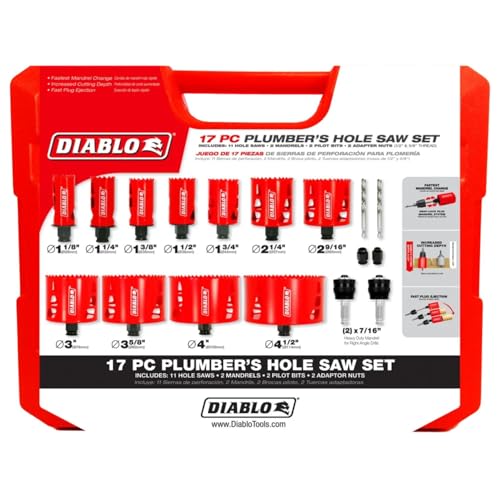 Diablo Bi-Metal Hole Saw Set for Plumbers - 2-3/8" Cutting Depth - size: 17-Piece, style: For Plumbers