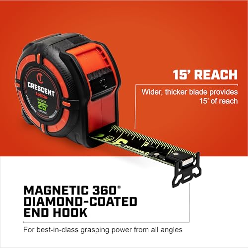Crescent Lufkin 25 Ft. WORKHORSE NITE EYE Magnetic Tape Measure | LM1125NE - size: 25' Magnetic, style: SAE