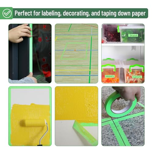 Mr. Pen- Green Masking Tape, 0.6 Inch Wide, 3 Rolls, 3 x 55 Yards - color: Light Green