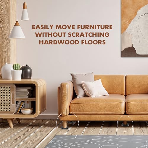 16-Pack Furniture Sliders for Hardwood Floors & Carpet, Save 80% Effort Safely and Easily, The Glide Tool Set for Heavy Furniture and Appliances, Reusable Moving Pads (8 Plastic & 8 Felt, 3.5" Slider)