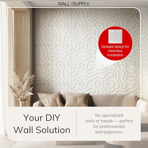 Wall!Supply 3D Flow Line Wall Panels, 12-Pack, White - color: White, style: Flow Line
