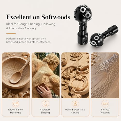 Sphere Rotary Alloy Burr Indexable Tungsten Carbide Spiral Carving Bit, Fits 5/8"-11 Thread Angle Grinder, 1.9" (48mm) Carbon Steel Ball Shape Chisel Angle Grinder Attachment - style: 1.9-Inch-Spherical