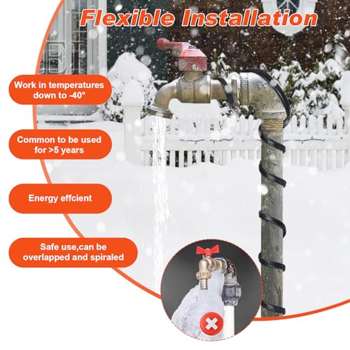 100FT Pipe Heat Tape, -40°F Freeze protection,Heat Tape for Water Pipes - style: 100FT