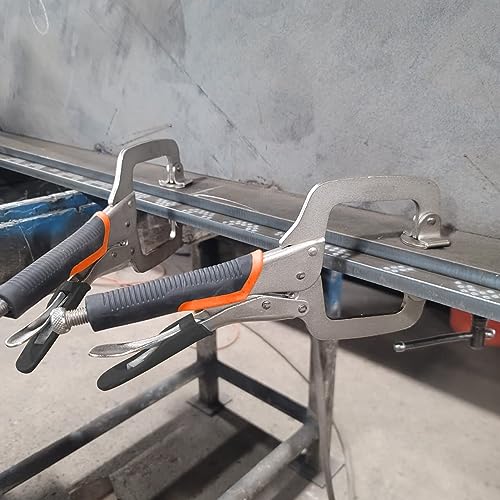 4 Pack 6 Inch C Clamp Locking Pliers,Locking C Clamp With Non-Slip Rubber Grip, Adjustable Nickel Plated C Pliers for Wood Working, Welding, Electrician Maintenance and More, by GENHAKON - size: 4 Pack 6 Inch