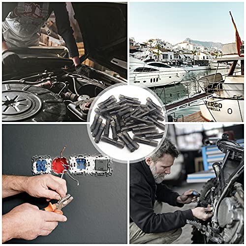 Heat Shrink Butt Connectors, 14-12 AWG Marine Grade Insulated Crimp Wire Connectors, Waterproof Electrical Connectors Butt Splice for Boat Truck Wiring - size: 14-12 AWG (Black)