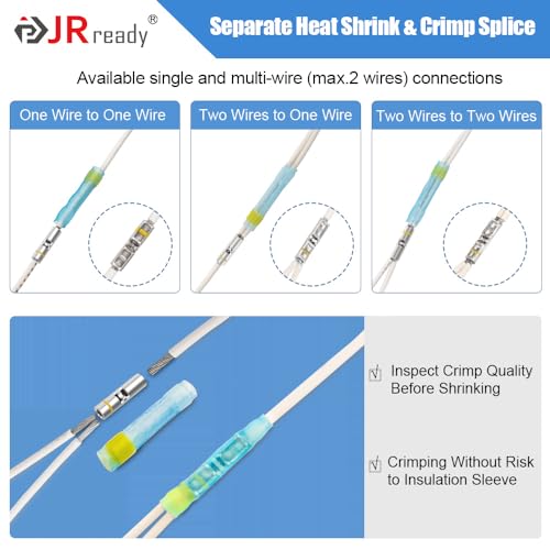 JRready 50Sets D-436 Series Heat Shrink Butt Splice Connector 20-16 AWG(D-436-37 M81824/1-2 Equivalent) IP68 Waterproof Blue Environmental Butt Splice with PVDF/PE Tubes ST6385-16-50 Wire Connectors - color: 16#Blue-50Sets