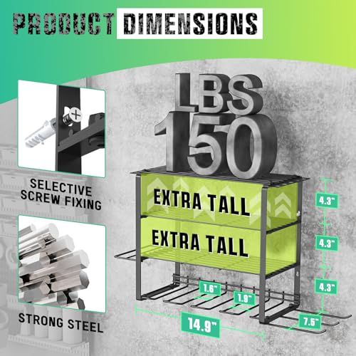 SUNALLY Power Tool Organizer, 4 Drill Holder Wall Mount Tool Storage Rack - style: 4 Drill Holders G