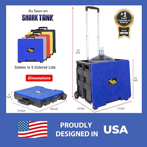 dbest Products Quik Cart Standard Collapsible Rolling Crate - Blue Lid - color: Black, Blue, style: Standard
