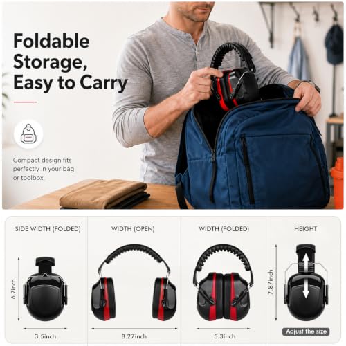 6 Pack Noise Reduction Ear Protection Ear Muffs, 34dB Noise Canceling Headphones For for Adults Kids - color: Red