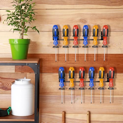 Blulu 2 Pcs Slatwall Screwdriver Holders Slatwall Plier Holders Screw Driver Organizers Screw Driver Hooks and Hangers Accessories for Clothing Home Garage Shop Retail Display