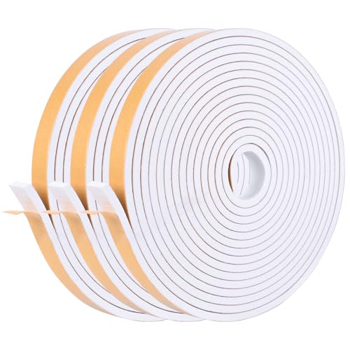 Kikerike Self Adhesive Foam Tape Weatherstrip 1in x 1/2in x 20Ft High Density Foam Insulation Strips Seal Weather Stripping with Strong Adhesive for Door and Window Sound Isolation Soundproofing - size: 1in x 1/2in x 20Ft
