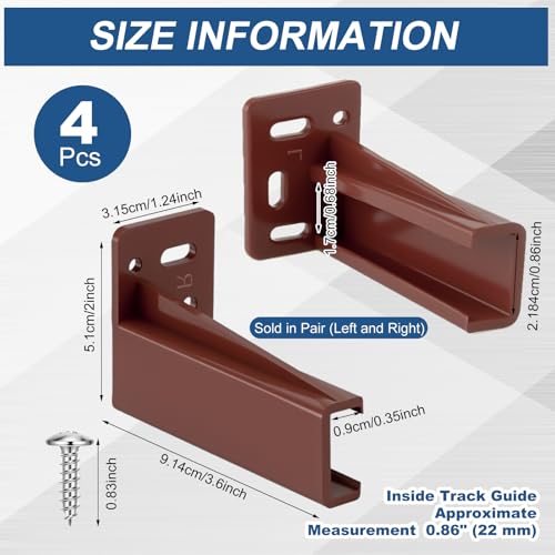 Chunful 2 Pair Rear Drawer Track Socket Back Plates Mounting Brackets,Brown - color: Brown