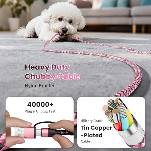 Cruise Travel Essentials, 3 in 2 Multi Charging Cable with iWatch Charger - color: Peach Pink, size: 2Pack5FT