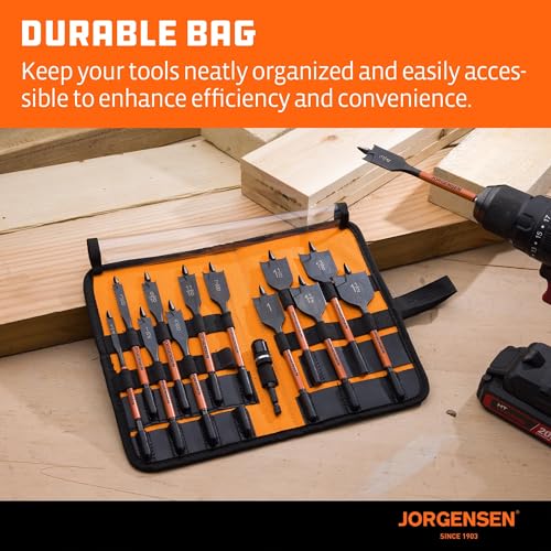 Jorgensen 14-Piece Spade Drill Bit Set with Storage Pouch, 1/4" to 1-1/2" - size: 1/4 in - 1-1/2 in