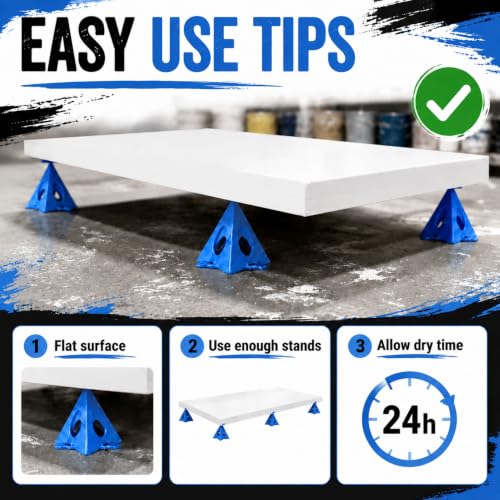 RUGLAMZHIP 40pcs Painters Pyramids, Painters Pyramid Stands (Blue) | Painter's Stands & Mini Tripods for Door Risers, Cabinet Doors, Paint Tent, Woodworking Tools, Cabinet Pouring Accessories - style: Blue-40pcs
