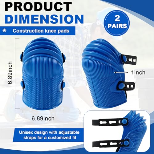 Soulchen 2 Pairs Heavy Duty Construction Knee Pads for Work, Blue - color: Blue