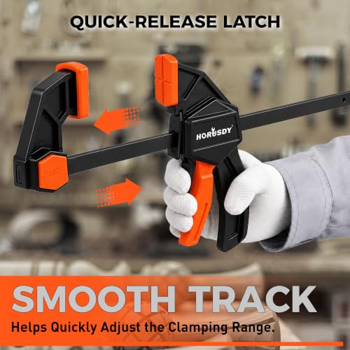 10-Piece Bar Clamp Set for Woodworking, 4 x 6-inch & 2 x 12-inch One-Handed F Clamp/Spreader, 132 lbs Load Capacity, Includes Spring Clamps & 90° Angle Clamp, Quick-Release Grip - color: 10pcs 132lbs 6"&12" Orange