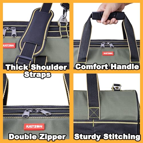 rolling tool bag with wheels for Electrician HVAC Tool Bag Organizer ，Hidden pull rod, plastic bottom, lightweight