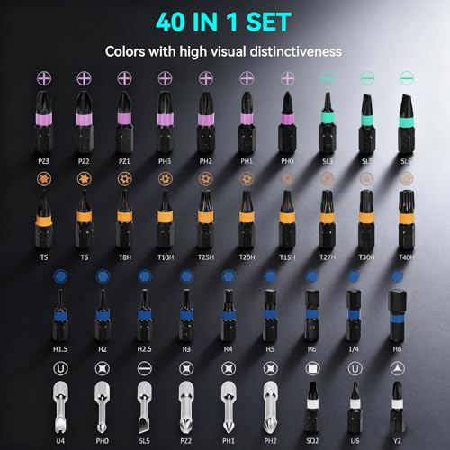 40-in-1 Precision Magnetic Ratchet Screwdriver Set with Case, Multi-Bit Screwdriver Kit with Torx & Hex Bits for Electronics Repair, Furniture Assembly & Home DIY (40PCS)